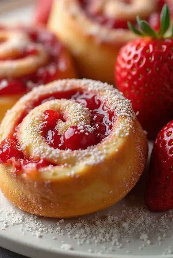 When life gives you lemons, trade them for strawberries—and bake these dreamy sweet rolls instead! 🥐🍓